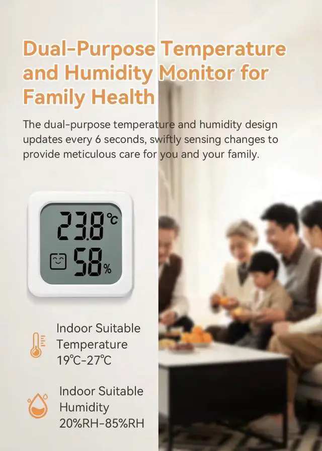 Alt view image 6 of 6 - Digital Hygrometer Indoor Outdoor Thermometer Humidity Meter Room Thermometer with Temperature and Humidity Monitor Mini Hygrometer Outdoor Thermometer