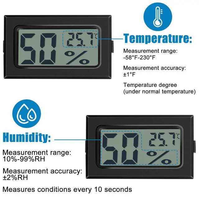 Alt view image 3 of 6 - 24 Pack Mini Digital Hygrometer Thermometers Indoor Humidity Monitor Temperature Humidity Gauge Meter with Fahrenheit for Greenhouse Garden Cellar Closet