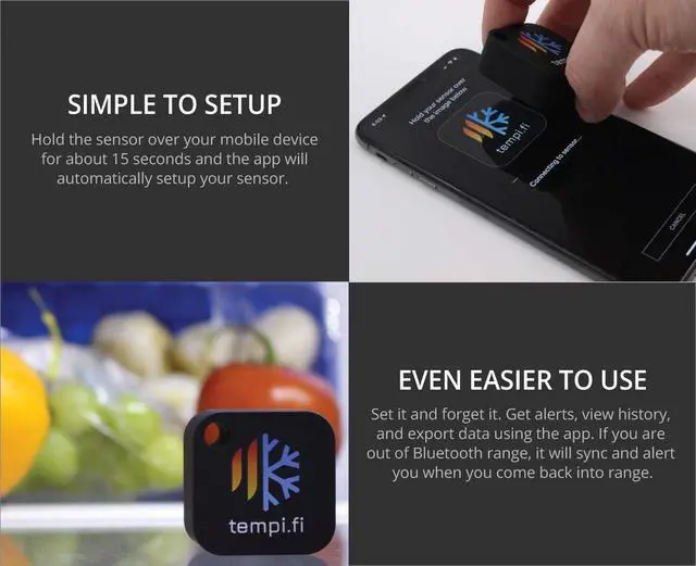 Alt view image 3 of 5 - Wireless Temperature and Humidity Sensor - Developed in The USA - 24/7 Data Logger with Alarm Bluetooth Smart Thermometer and Hygrometer - Bluetooth Only - Not WiFi