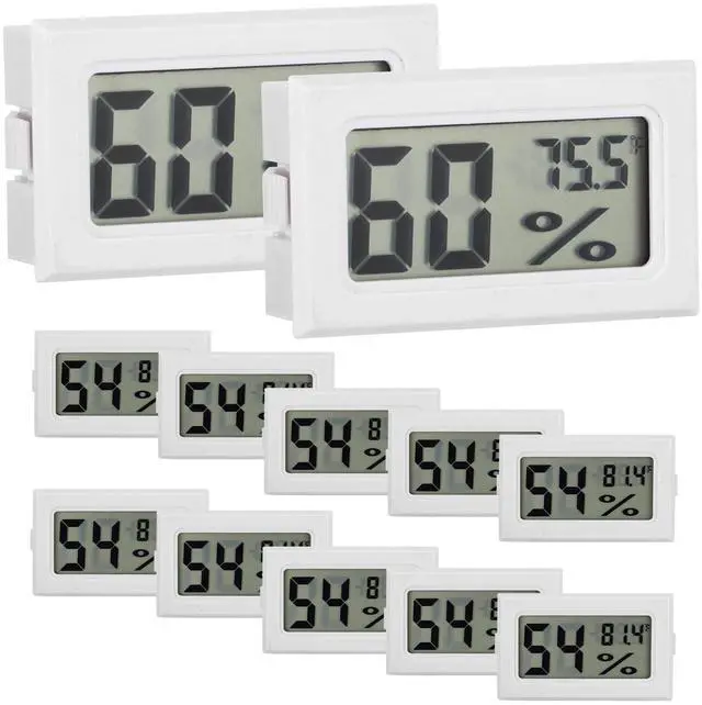 Main image of 12 Pack Mini Hygrometer Digital Electronic Temperature Humidity Meters Gauge Indoor Thermometer Hygrometer LCD Display Fahrenheit () for Guitar Case,Greenhouse, Garden, Cellar, Closet (White)