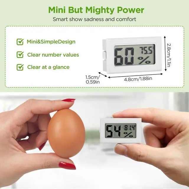 Alt view image 4 of 7 - 12 Pack Mini Hygrometer Digital Electronic Temperature Humidity Meters Gauge Indoor Thermometer Hygrometer LCD Display Fahrenheit () for Guitar Case,Greenhouse, Garden, Cellar, Closet (White)