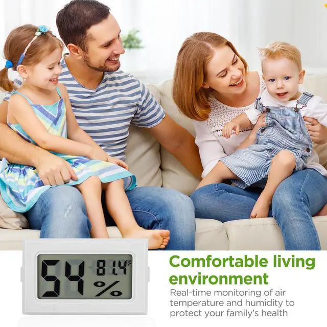 Alt view image 5 of 7 - 12 Pack Mini Hygrometer Digital Electronic Temperature Humidity Meters Gauge Indoor Thermometer Hygrometer LCD Display Fahrenheit () for Guitar Case,Greenhouse, Garden, Cellar, Closet (White)
