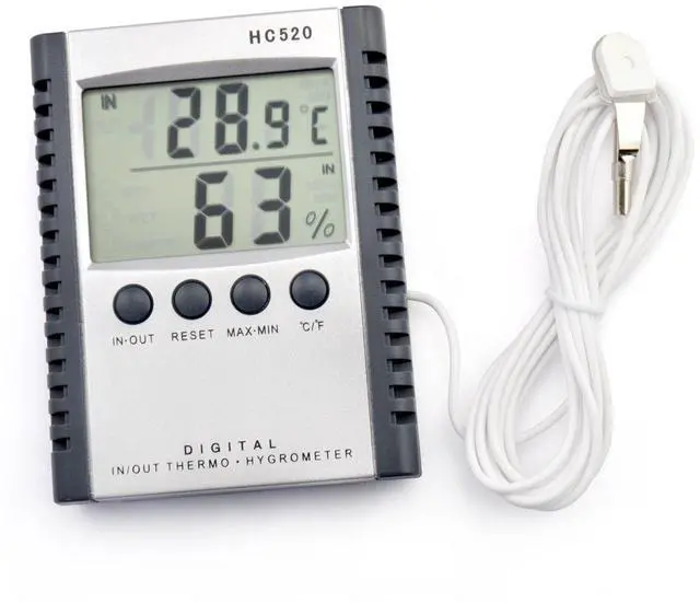 Alt view image 4 of 6 - Digital Indoor Outdoor in/Out Wall Mount Monitor Sensor LCD Temperature Thermometer Hygrometer Humidity Meter with Probe Cable