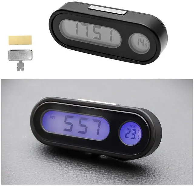 Main image of 2 in 1 Car Digital Thermometer Clock, Mini Electronic Luminous Auto Dashboard Temperature Clock, Universal Vehicle LCD Backlight Portable Tiny Digital Dashboard Clock