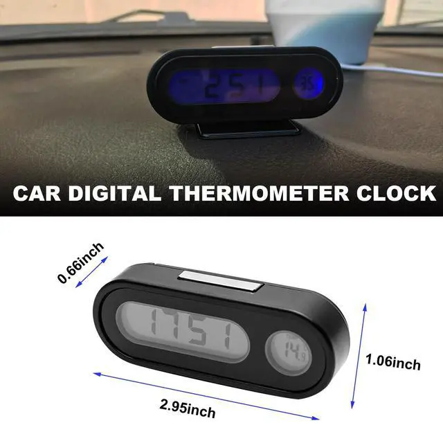 Alt view image 2 of 6 - 2 in 1 Car Digital Thermometer Clock, Mini Electronic Luminous Auto Dashboard Temperature Clock, Universal Vehicle LCD Backlight Portable Tiny Digital Dashboard Clock