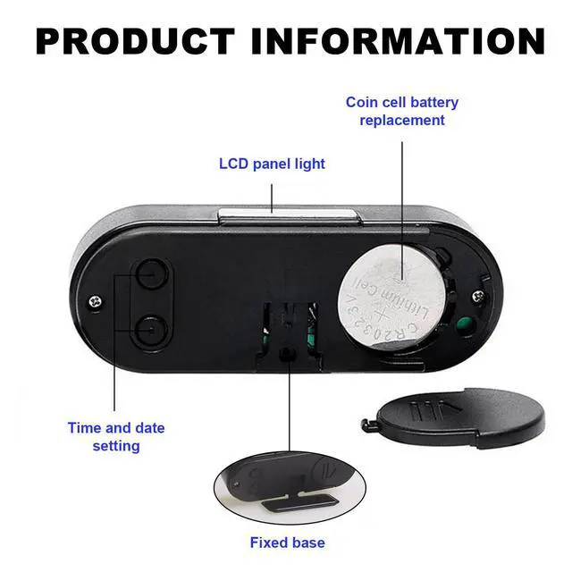 Alt view image 3 of 6 - 2 in 1 Car Digital Thermometer Clock, Mini Electronic Luminous Auto Dashboard Temperature Clock, Universal Vehicle LCD Backlight Portable Tiny Digital Dashboard Clock