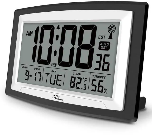Main image of Atomic Clock with Indoor Temperature and Humidity, 12.5 Inch Self-Setting Digital Wall Clock or Desk Clock, Battery Operated Digital Clock Large Display for Seniors, Auto DST