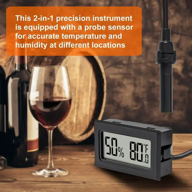 Alt view image 5 of 6 - 6Pcs Mini Digital Thermometer Hygrometer Gauge with Probe Sensor LCD Display Meter Indoor Temperature Humidity Fahrenheit Meter for Incubator Reptile Plant Tank Garden