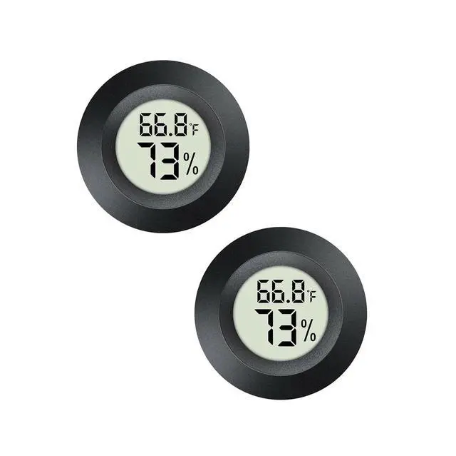 Main image of 2pcs Mini Hygrometer Thermometer Indoor Outdoor Round Humidity Meter Temperature Gauge Humidity Sensor Fahrenheit Switchable Celsius Monitor for Reptile Jars 3D Printer