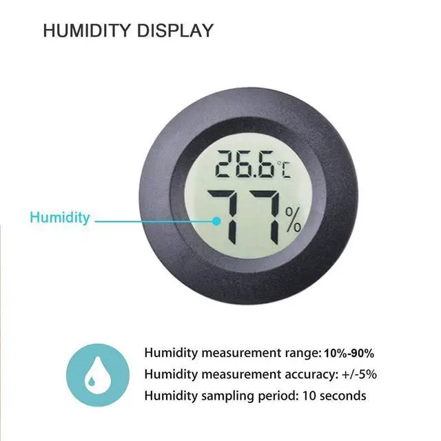 Alt view image 4 of 6 - 2pcs Mini Hygrometer Thermometer Indoor Outdoor Round Humidity Meter Temperature Gauge Humidity Sensor Fahrenheit Switchable Celsius Monitor for Reptile Jars 3D Printer