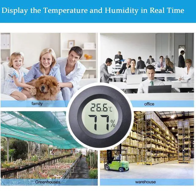 Alt view image 6 of 6 - 2pcs Mini Hygrometer Thermometer Indoor Outdoor Round Humidity Meter Temperature Gauge Humidity Sensor Fahrenheit Switchable Celsius Monitor for Reptile Jars 3D Printer