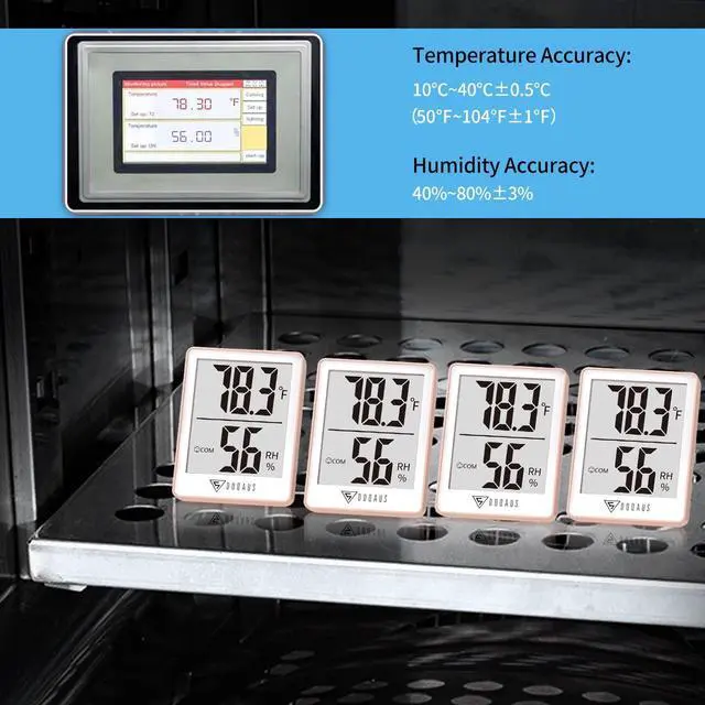 Alt view image 7 of 7 - Indoor Thermometer for Home, Room Thermometer Humidity Meter with Temperature Humidity Sensor for Home, Bedroom, Baby Room, Office, Greenhouse, Cellar (Pink)