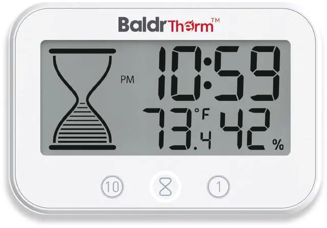 Main image of Digital Timer, Works as a Countdown Timer, Real-time Clock, Hygrometer Thermometer. IP67 Waterproof Safe for Kitchen Bathroom Use. (White)