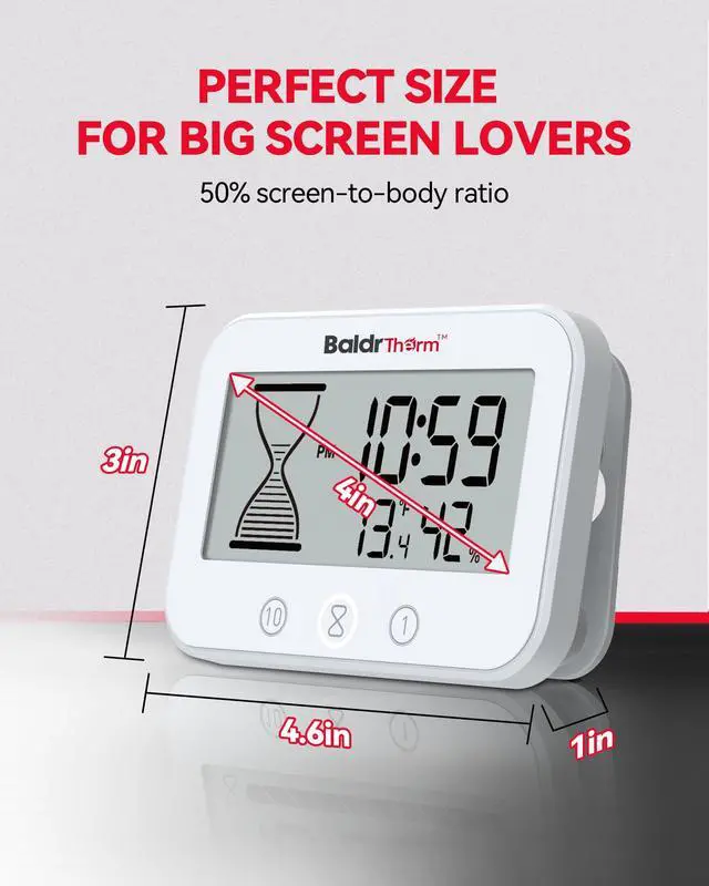 Alt view image 7 of 7 - Digital Timer, Works as a Countdown Timer, Real-time Clock, Hygrometer Thermometer. IP67 Waterproof Safe for Kitchen Bathroom Use. (White)