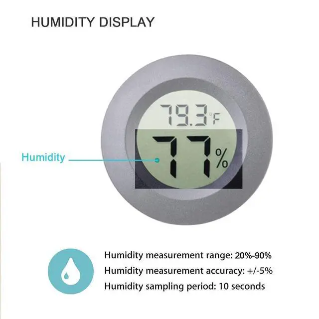 Alt view image 4 of 6 - 4-pack Mini Hygrometer Thermometer Fahrenheit Indoor Room Round Humidity Temperature Gauge for 3D Printer Home Jars Reptile Incubator Guitar Case