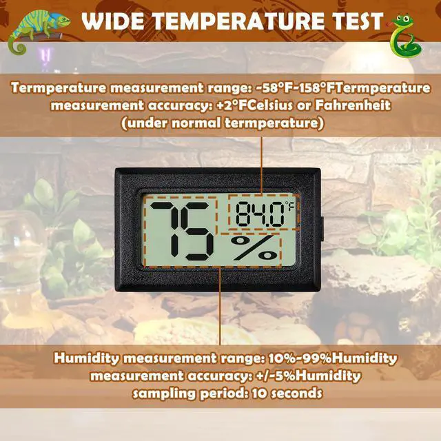 Alt view image 2 of 7 - Reptile Thermometer and Humidity Gauge,2PCS Digital Hygrometer Adhesive Reptile Terrarium Hydrometer,Bearded Dragon Tank Accessories,Pet Humidity Meter Supplies for Leopard Crested Gecko,Snake,Lizard