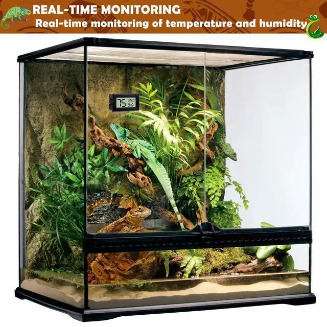 Alt view image 4 of 7 - Reptile Thermometer and Humidity Gauge,2PCS Digital Hygrometer Adhesive Reptile Terrarium Hydrometer,Bearded Dragon Tank Accessories,Pet Humidity Meter Supplies for Leopard Crested Gecko,Snake,Lizard