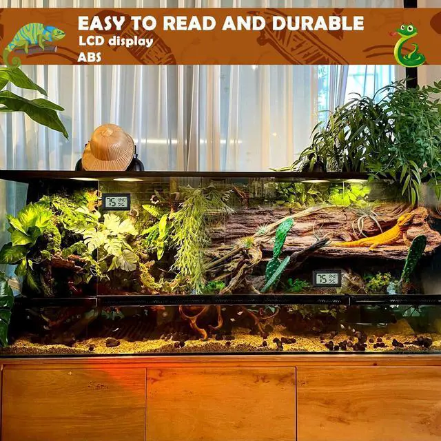 Alt view image 5 of 7 - Reptile Thermometer and Humidity Gauge,2PCS Digital Hygrometer Adhesive Reptile Terrarium Hydrometer,Bearded Dragon Tank Accessories,Pet Humidity Meter Supplies for Leopard Crested Gecko,Snake,Lizard