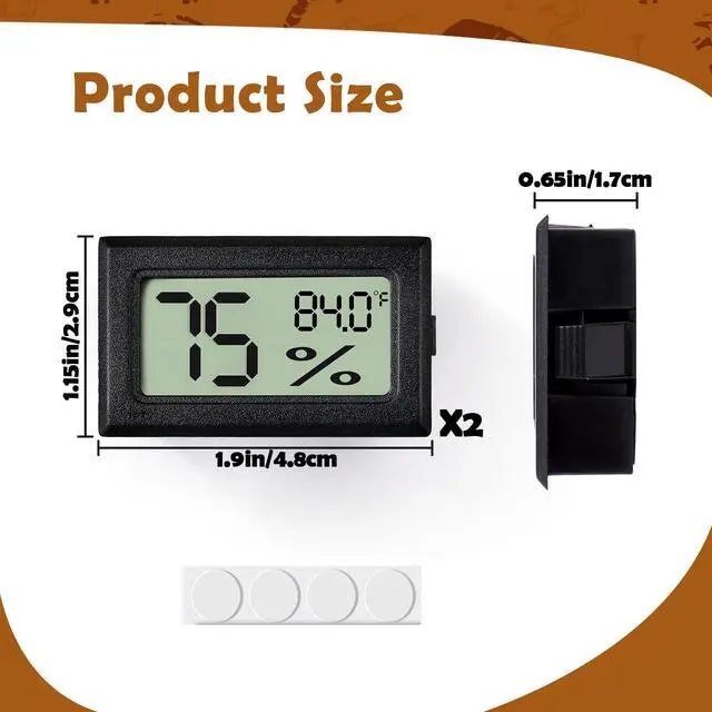 Alt view image 6 of 7 - Reptile Thermometer and Humidity Gauge,2PCS Digital Hygrometer Adhesive Reptile Terrarium Hydrometer,Bearded Dragon Tank Accessories,Pet Humidity Meter Supplies for Leopard Crested Gecko,Snake,Lizard