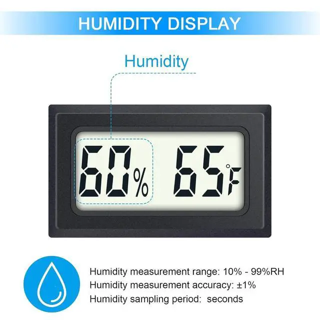 Alt view image 2 of 5 - 6 Pack Mini Indoor Temperature Humidity Meter Gauge Thermometer Hygrometer LCD Display Fahrenheit () for Humidors Greenhouse Garden Cellar Jars Closet