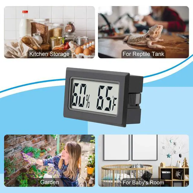 Alt view image 4 of 5 - 6 Pack Mini Indoor Temperature Humidity Meter Gauge Thermometer Hygrometer LCD Display Fahrenheit () for Humidors Greenhouse Garden Cellar Jars Closet