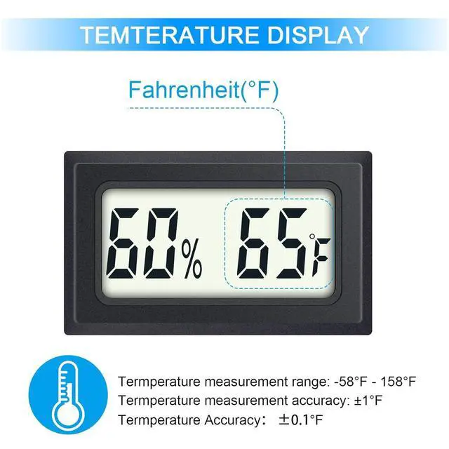 Alt view image 3 of 5 - 6 Pack Mini Indoor Temperature Humidity Meter Gauge Thermometer Hygrometer LCD Display Fahrenheit () for Humidors Greenhouse Garden Cellar Jars Closet