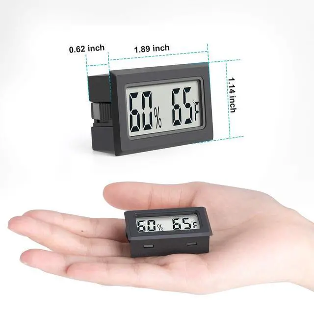 Alt view image 5 of 5 - 6 Pack Mini Indoor Temperature Humidity Meter Gauge Thermometer Hygrometer LCD Display Fahrenheit () for Humidors Greenhouse Garden Cellar Jars Closet