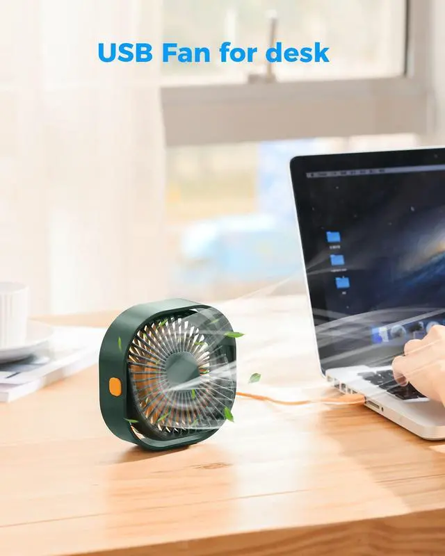 Alt view image 3 of 6 - 4 Inch Small USB Desk Fan, 3-Speed Portable & 360°Rotatable Mini Cooling Fan, USB-Powered Desktop Fan for Home Office Bedroom Dorm Indoor Outdoor Summer Gift