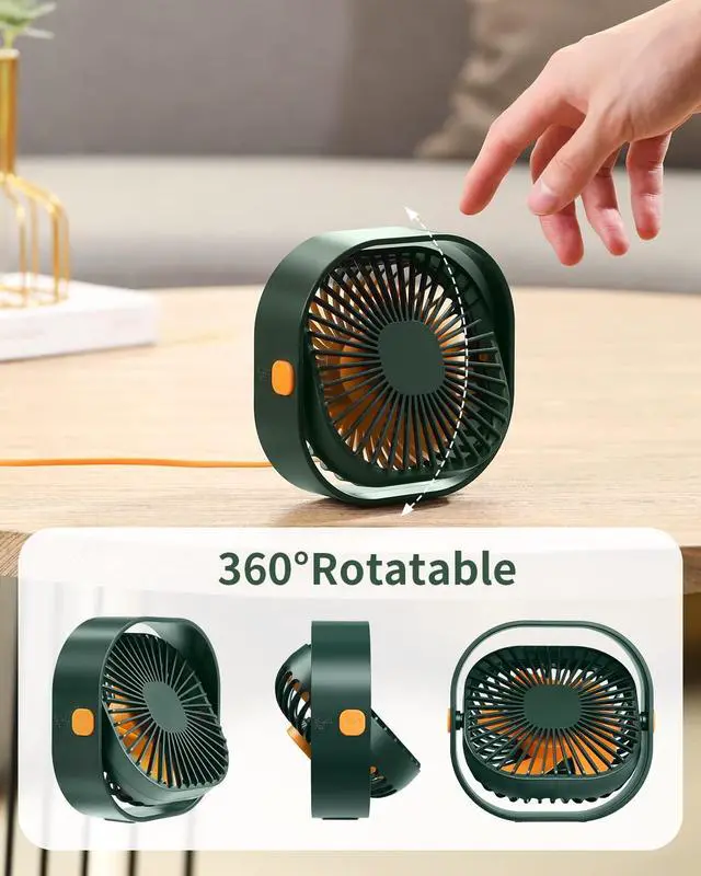 Alt view image 6 of 6 - 4 Inch Small USB Desk Fan, 3-Speed Portable & 360°Rotatable Mini Cooling Fan, USB-Powered Desktop Fan for Home Office Bedroom Dorm Indoor Outdoor Summer Gift