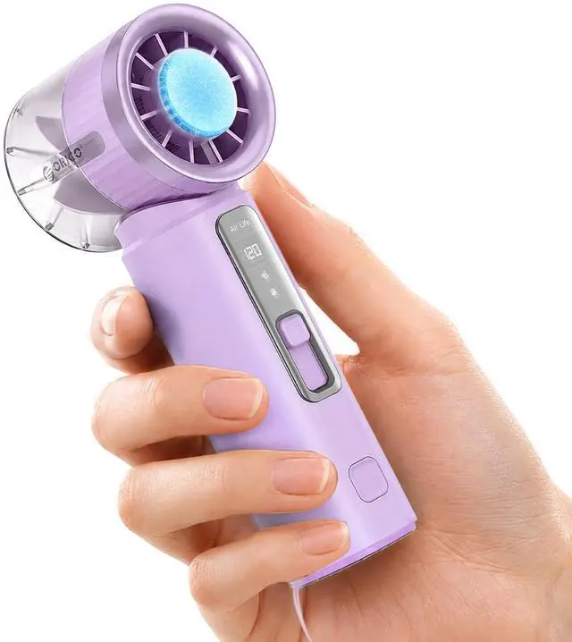 Main image of Handheld Mini Fan, Portable Fan with Ice Cooler, 120 Speed Powerful Turbo Personal Cooling Fan with Strong Airflow, Small Pocket for Travel, Outdoor, Makeup, Summer Gift -MiFan Purple