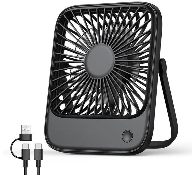 Main image of USB Desk Fan, USB C Corded Powered Personal Fan(No battery), Strong Airflow, 3 Speeds Wind Small USB Desktop Fan With 180° Tilt Folding for Home Office Table