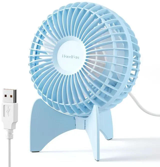 Main image of Small USB Desk Fan, Quiet 3-Speed Portable Mini Desktop Fan, 30° Adjustable Personal Cooling Fan for Office Home Car Travel Summer Gifts (Glossy Blue)
