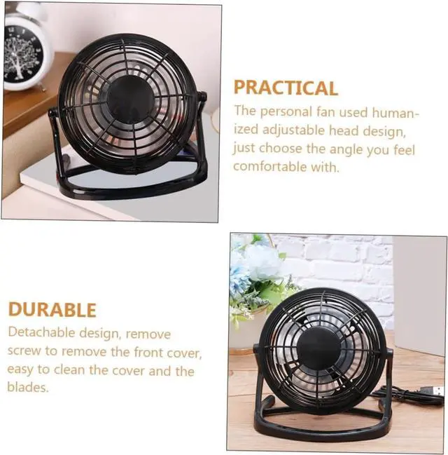 Alt view image 6 of 7 - USB Powered Mini Desktop Cooling Fan Small Table Fan with Non Slip Base Detachable Cover for Easy Cleaning Personal Cooling for Office Study and Home Use