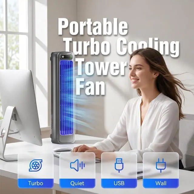 Alt view image 5 of 7 - Portable Air Conditioner Cooling Fan Quiet with 3 Speeds, 2026 New Wall Mounted Fan, Portable Usb Desk Fan, Quiet Small Room Fan for Home Room, Adjustable Desk Fan for Office Work (1, Gray)