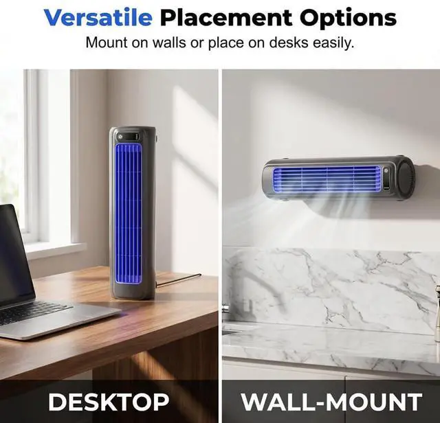 Alt view image 6 of 7 - Portable Air Conditioner Cooling Fan Quiet with 3 Speeds, 2026 New Wall Mounted Fan, Portable Usb Desk Fan, Quiet Small Room Fan for Home Room, Adjustable Desk Fan for Office Work (1, Gray)
