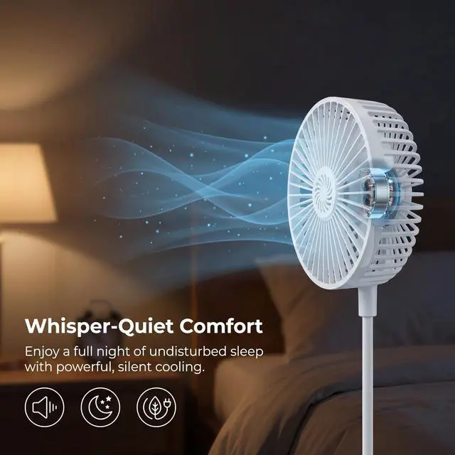 Alt view image 2 of 4 - Mini Clip on Fan, USB Powered Personal Desk Fan with Flexible Gooseneck, One-Speed Operation, Portable Small Cooling Fan for Home Office Dorm Bedside Travel, White