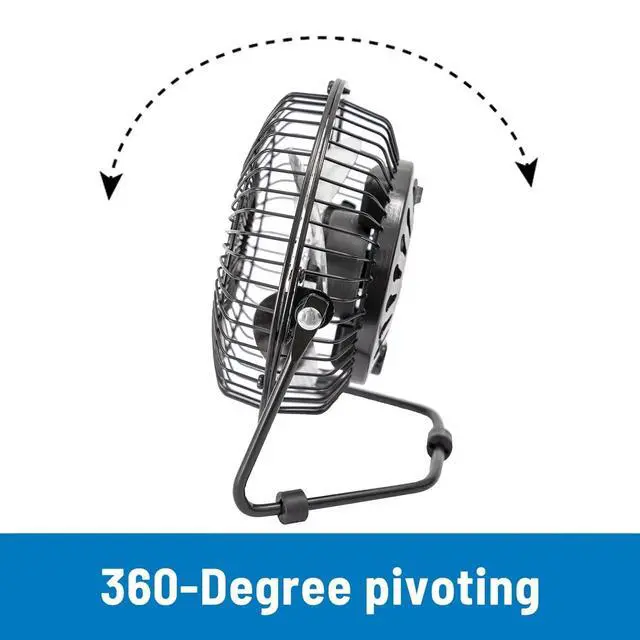 Alt view image 5 of 7 - 4 inch Personal USB Powered Small Desk Fan, Mini Quiet Fan with Metal Construction & Strong Airflow & 360°Adjustable Tilt Angle, Black