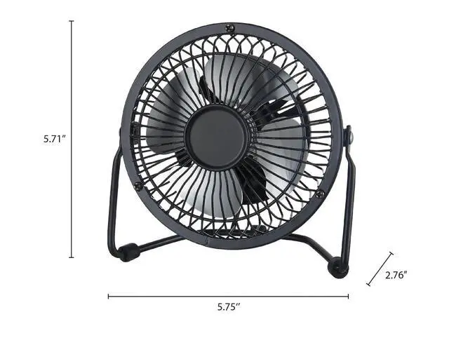 Alt view image 3 of 7 - 4 inch Personal USB Powered Small Desk Fan, Mini Quiet Fan with Metal Construction & Strong Airflow & 360°Adjustable Tilt Angle, Black
