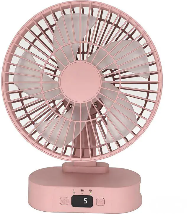 Main image of USB Small Mini Quiet Desk Fan 6-Inch Size, 5-Speed Adjustable Wind Strength with Digital Display, 3-Level Timer Auto Shut-Off, and 90-Degree Rotation (Pink)