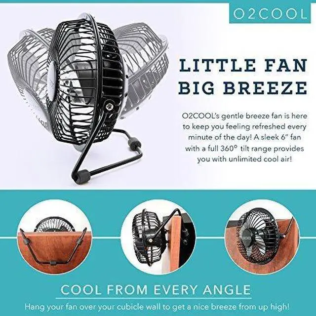 Alt view image 4 of 4 - 4" USB Personal Desk Fan Portable Mini Table Cooling Fan - Plugs into Computer - Adjustable 360° Tilt, Quiet, Rubber Grip Feet - Black