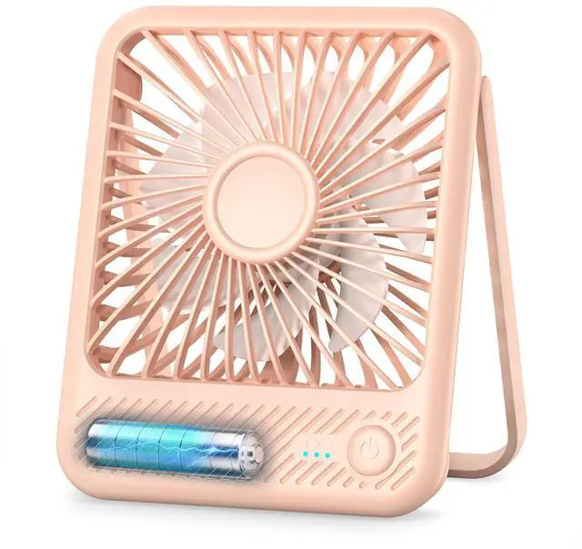 Main image of Desk Fan, Ultra Quiet 2.5-11h Battery Operated Small USB Fan with Strong Wind, 180° Tilt Folding and 3 Speeds Adjustable, Battery Powered Mini Personal Fan for Office Bedroom Desktop Pink