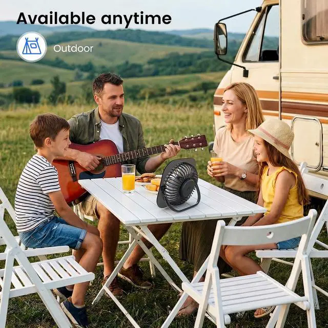 Alt view image 3 of 7 - Desktop Fan with LED Night Light, 3 Adjustable Wind Speeds, Foldable & Adjustable Angle, USB Powered Ultra Quiet Personal Fan, Compact ABS Portable Cooling Fan for Home Office Bedroom Desk