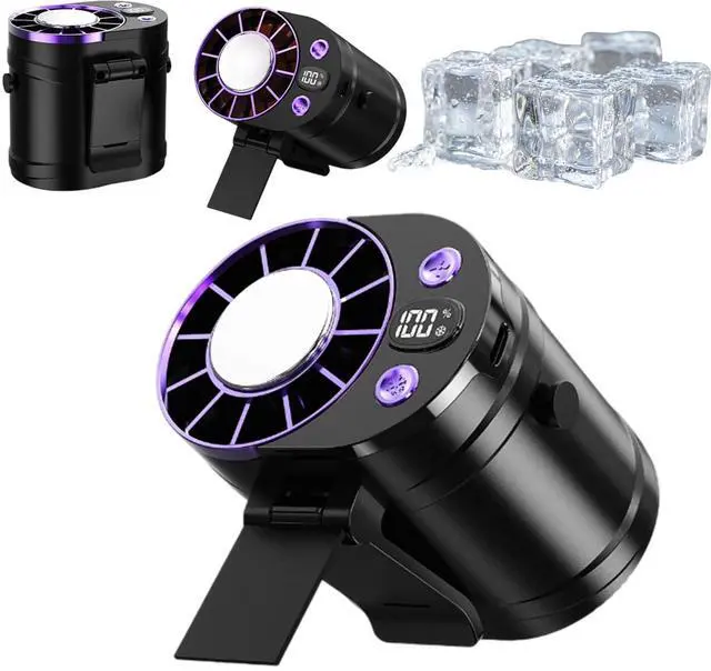 Main image of 2026 New Car Clip On Air Conditioner Fan with LED Display, 360° Rotating Semi-Cooling Personal Air Conditioner Clip On for Car, USB Rechargeable Portable Cooling Fan (Black)