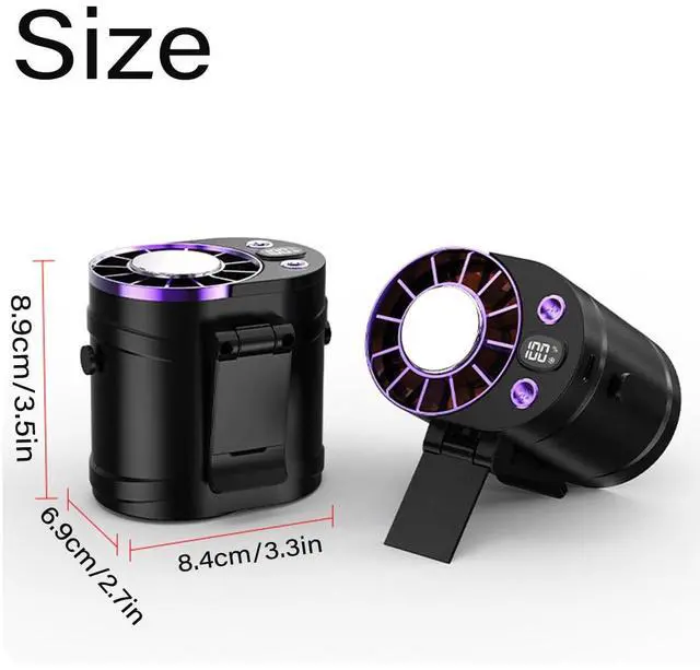 Alt view image 7 of 7 - 2026 New Car Clip On Air Conditioner Fan with LED Display, 360° Rotating Semi-Cooling Personal Air Conditioner Clip On for Car, USB Rechargeable Portable Cooling Fan (Black)