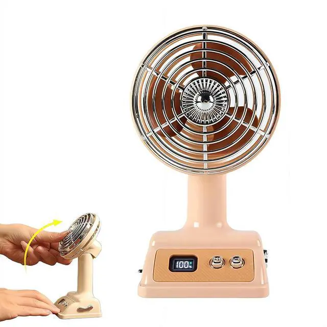 Main image of Vintage Metal Desktop Fan, Retro USB Powered Personal Cooling Tool with 3 Adjustable Speeds for Home Office Tabletop, Portable Antique Style Small Quiet Air Circulator for Bedroom Dorm Study (Pink)