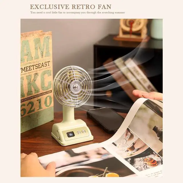 Alt view image 6 of 7 - Vintage Metal Desktop Fan, Retro USB Powered Personal Cooling Tool with 3 Adjustable Speeds for Home Office Tabletop, Portable Antique Style Small Quiet Air Circulator for Bedroom Dorm Study (Pink)