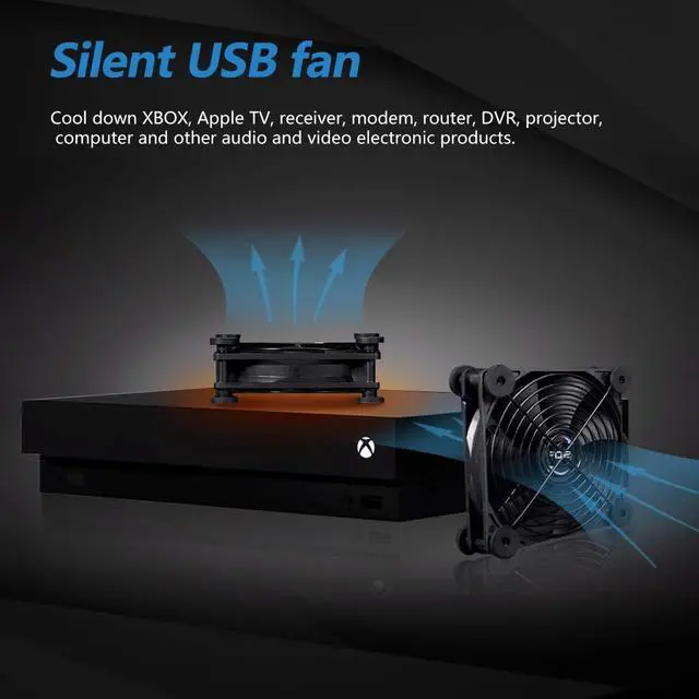 Alt view image 5 of 6 - Quiet 120mm USB Fan, 5V USB Portable Cooling Fan for Flat Panel TV Receiver Router DVR PlayStation Xbox Computer Cabinet Cooler