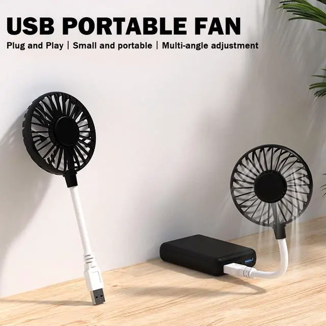 Alt view image 7 of 7 - Mini Usb Fan 360 Degree Adjustable Small Personal Fan For Power Bank Laptop Pc For Home Office Car Outdoor Travel Summer Gifts (Black)