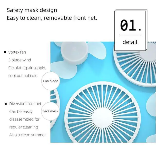 Alt view image 2 of 7 - USB Powered Clip on Fan, Portable Desk Fan Small Table FanSpeed Adjustable 360°Rotatable Small Fan with Sturdy Clamp, Quiet Personal Desk Fan & Clip Fan Mini Personal Fan for Home Office Bedroom
