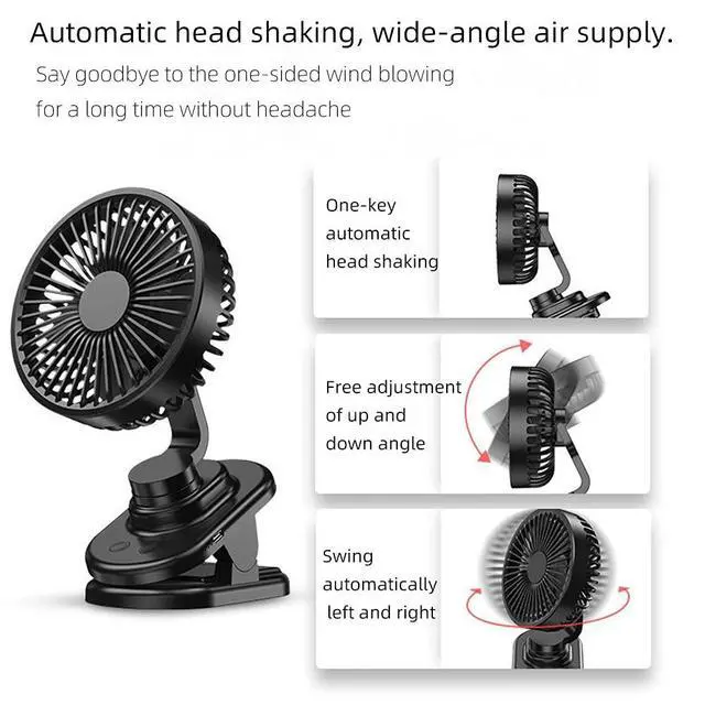 Alt view image 7 of 7 - USB Powered Clip on Fan, Portable Desk Fan Small Table FanSpeed Adjustable 360°Rotatable Small Fan with Sturdy Clamp, Quiet Personal Desk Fan & Clip Fan Mini Personal Fan for Home Office Bedroom